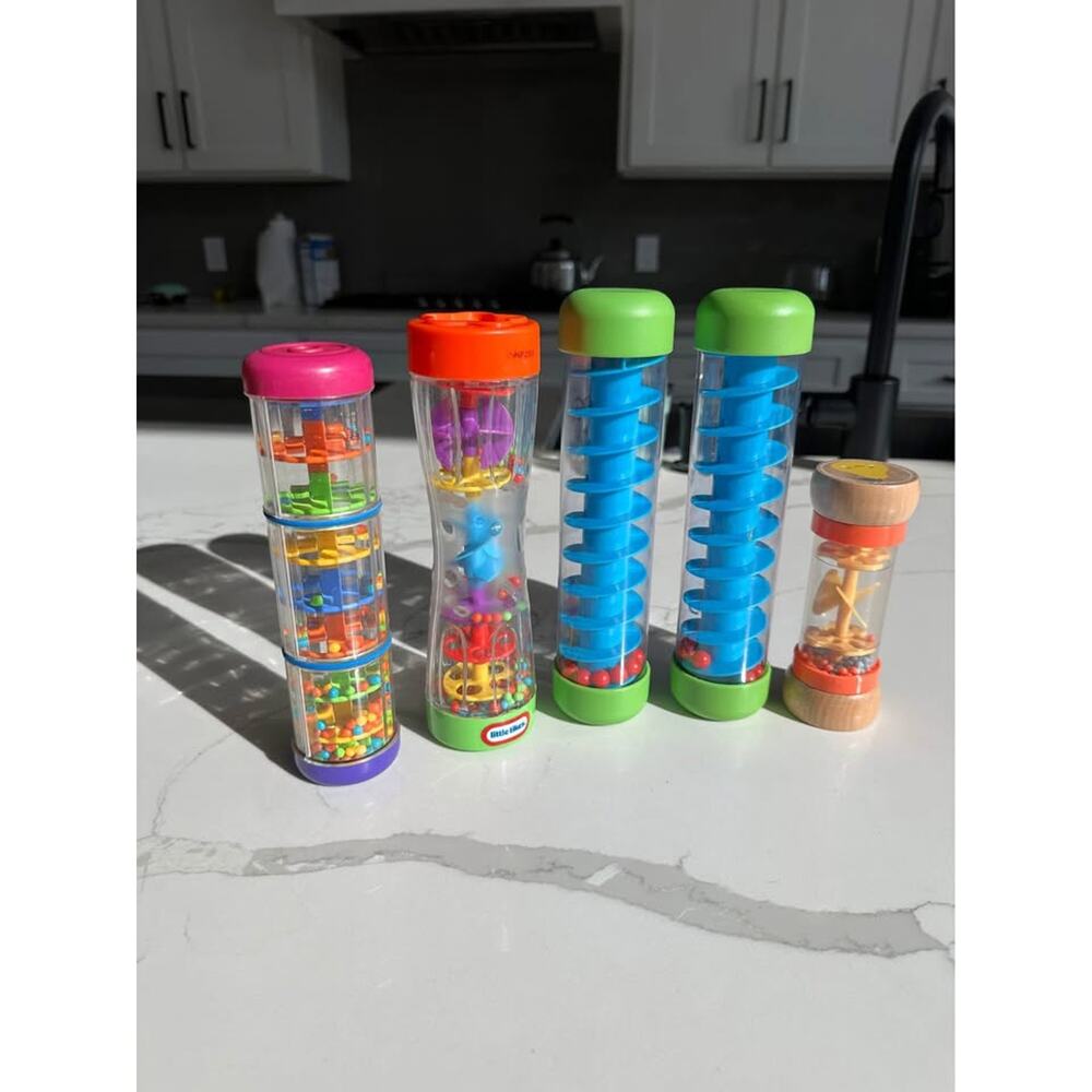 Lakeshore and Fisher Price Baby Rain shaker sensory Toys
